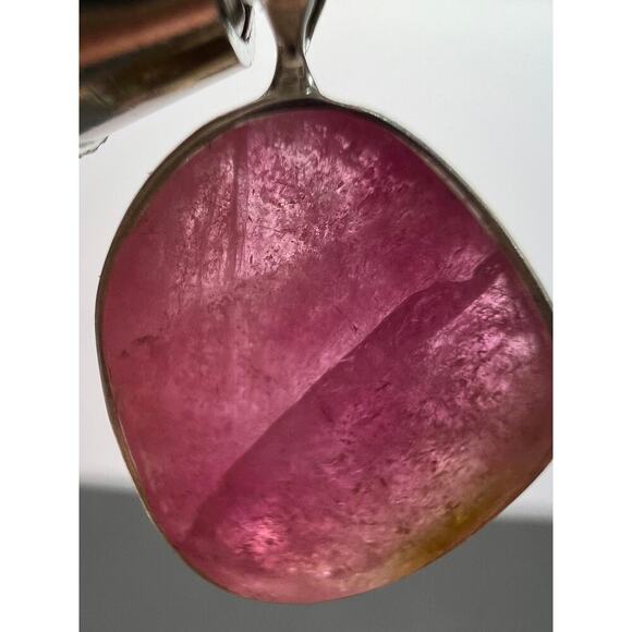 NEW Pink bi color watermelon tourmaline sterling silver pendant 2.06 grams - Picture 9 of 9